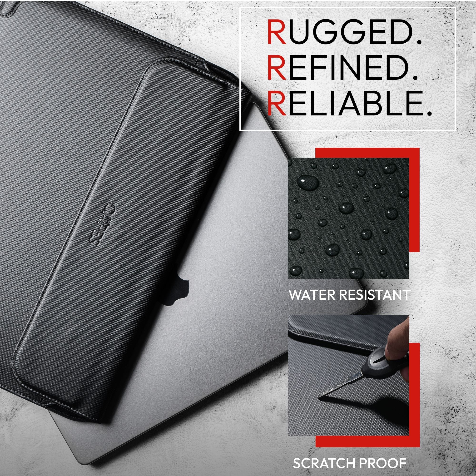 Elevate Armour 13/14" Carbon Black Laptop Sleeve with Trifold Stand