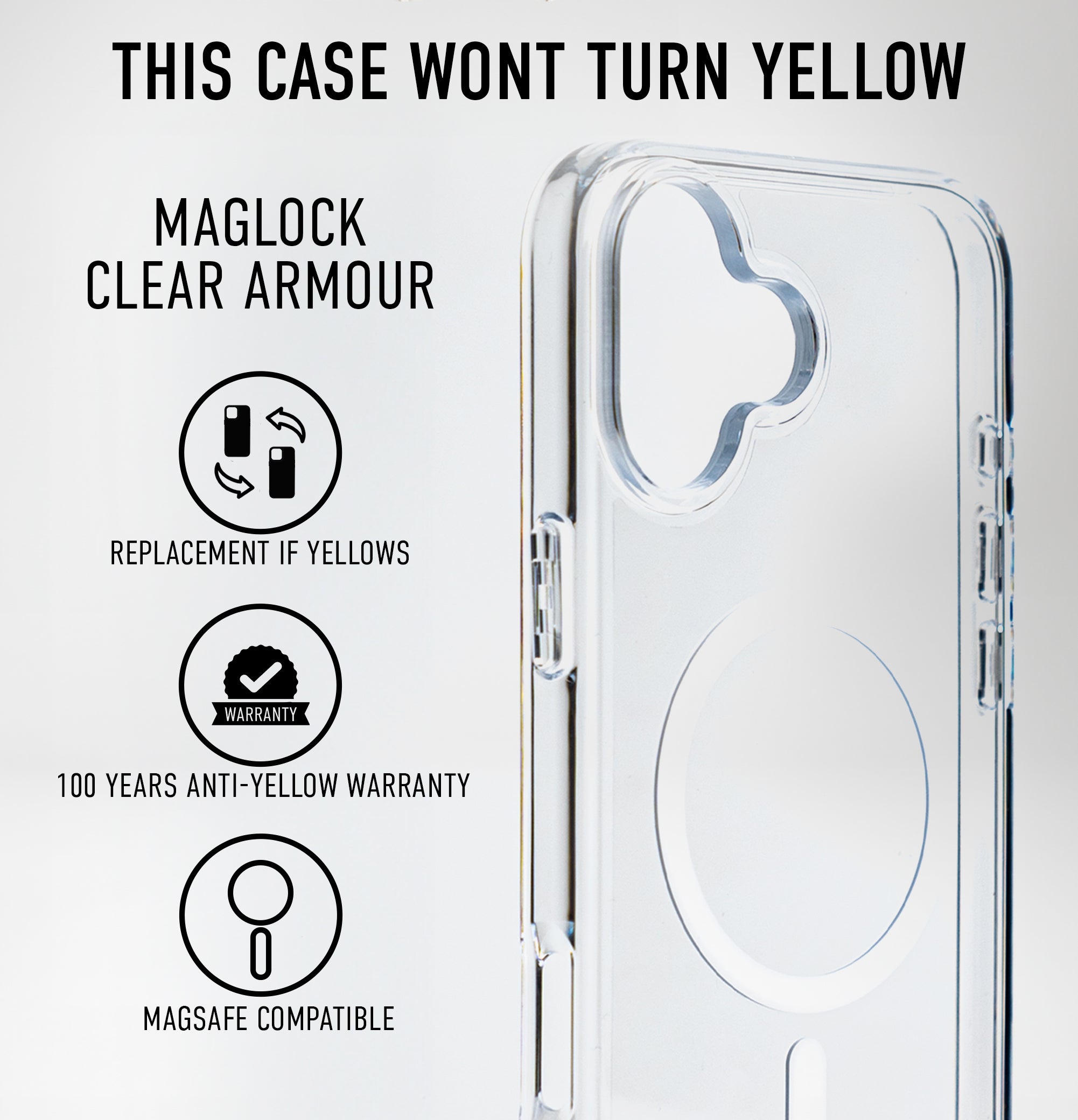 iPhone 16 Clear Armour Anti-Yellow MagSafe Case