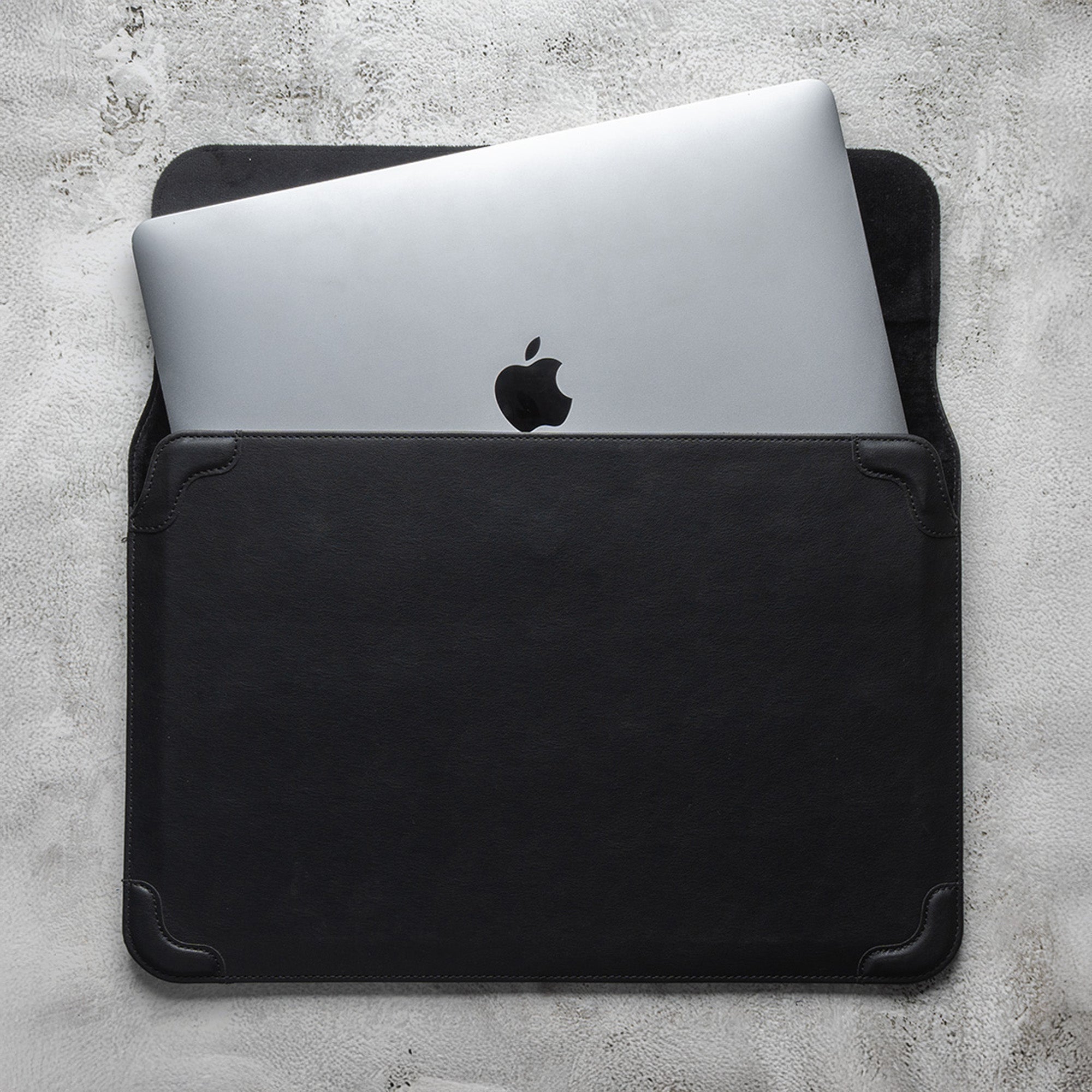 Elevate Armour 13/14" Black Leather Laptop Sleeve with Trifold Stand