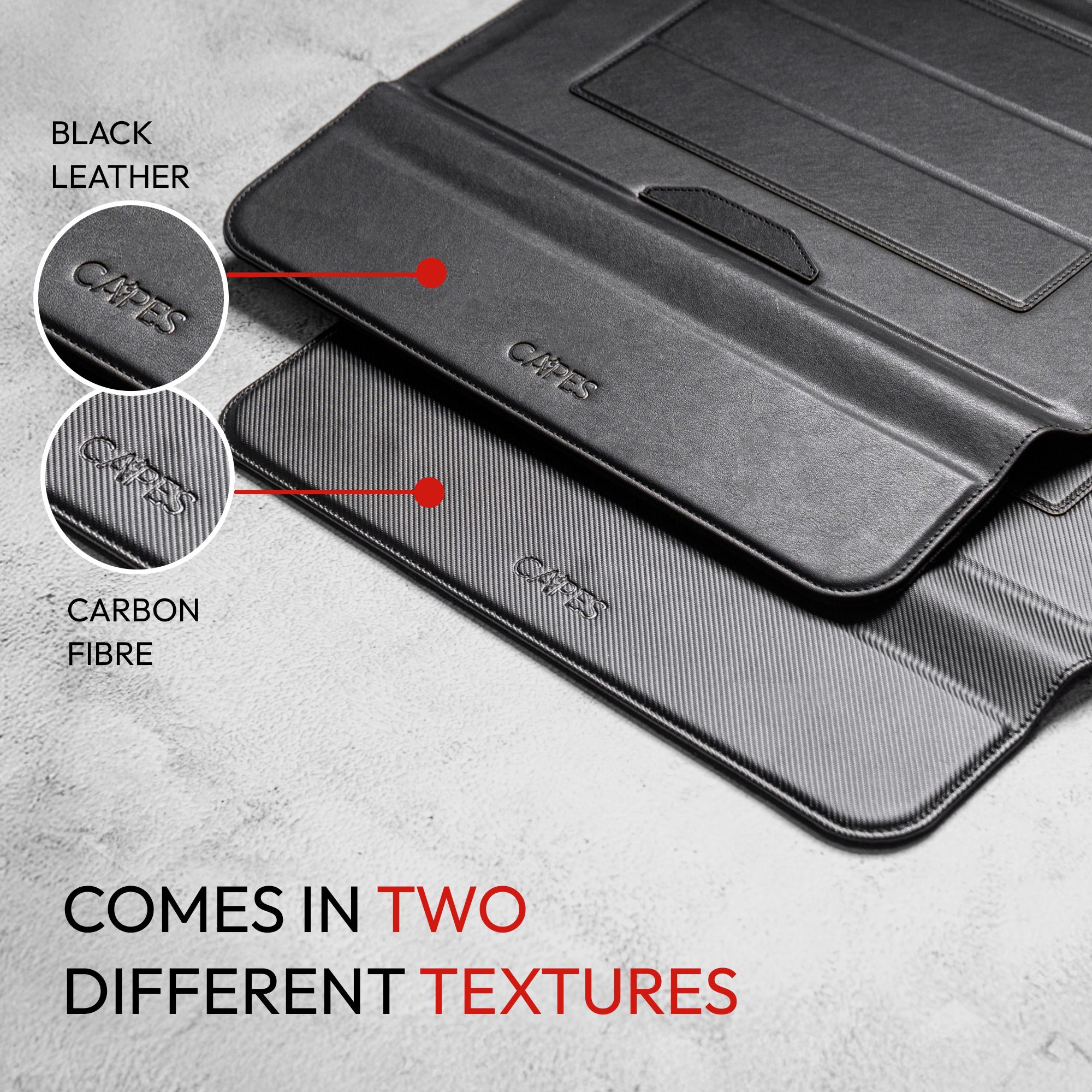 Elevate Armour 15/16" Black Leather Laptop Sleeve with Trifold Stand