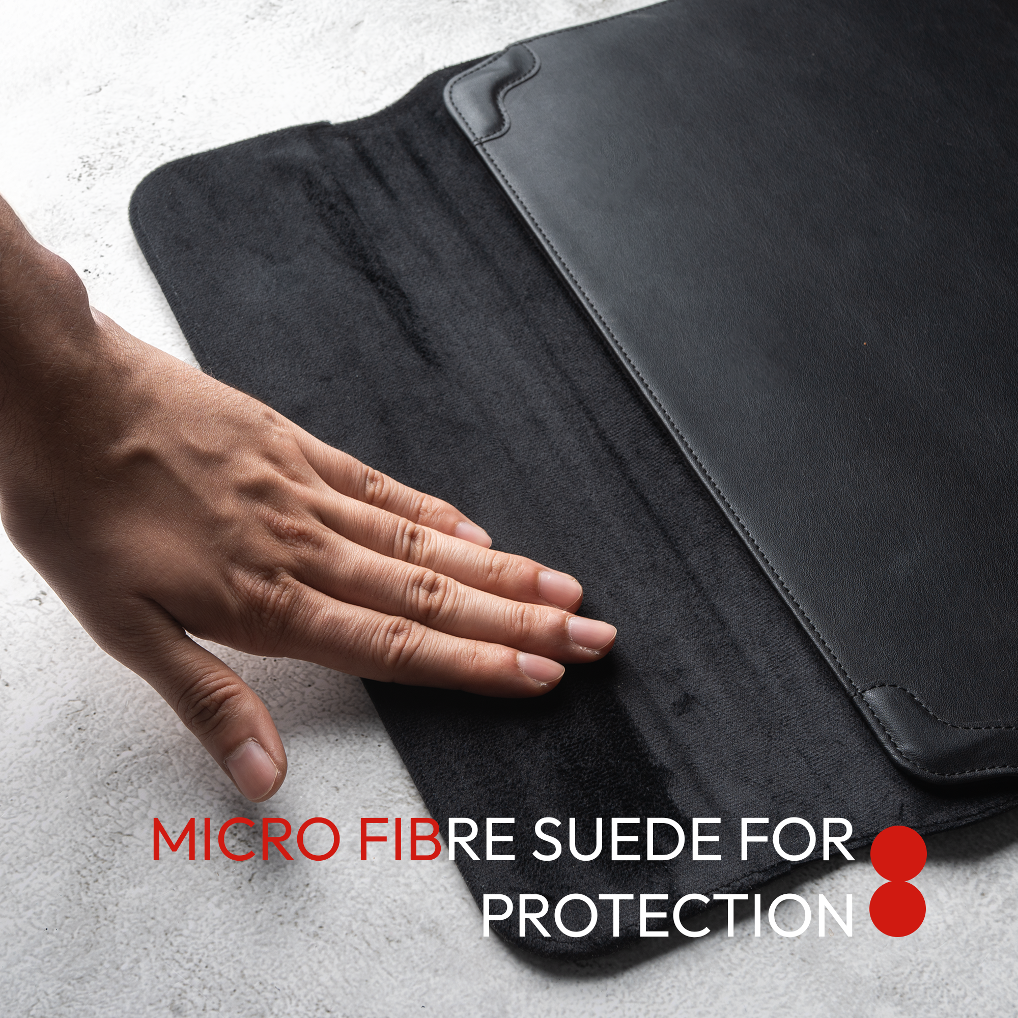 Elevate Armour 15/16" Black Leather Laptop Sleeve with Trifold Stand