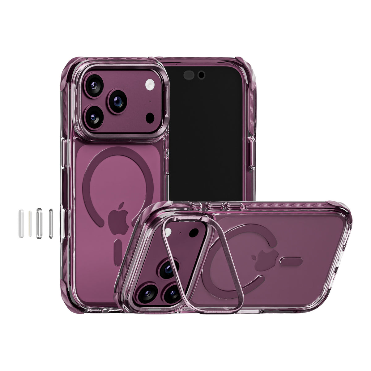 Impact Armour Pro MagSafe case for iPhone 17 Pro / 18 Pro in Burgundy, with built-in metal stand