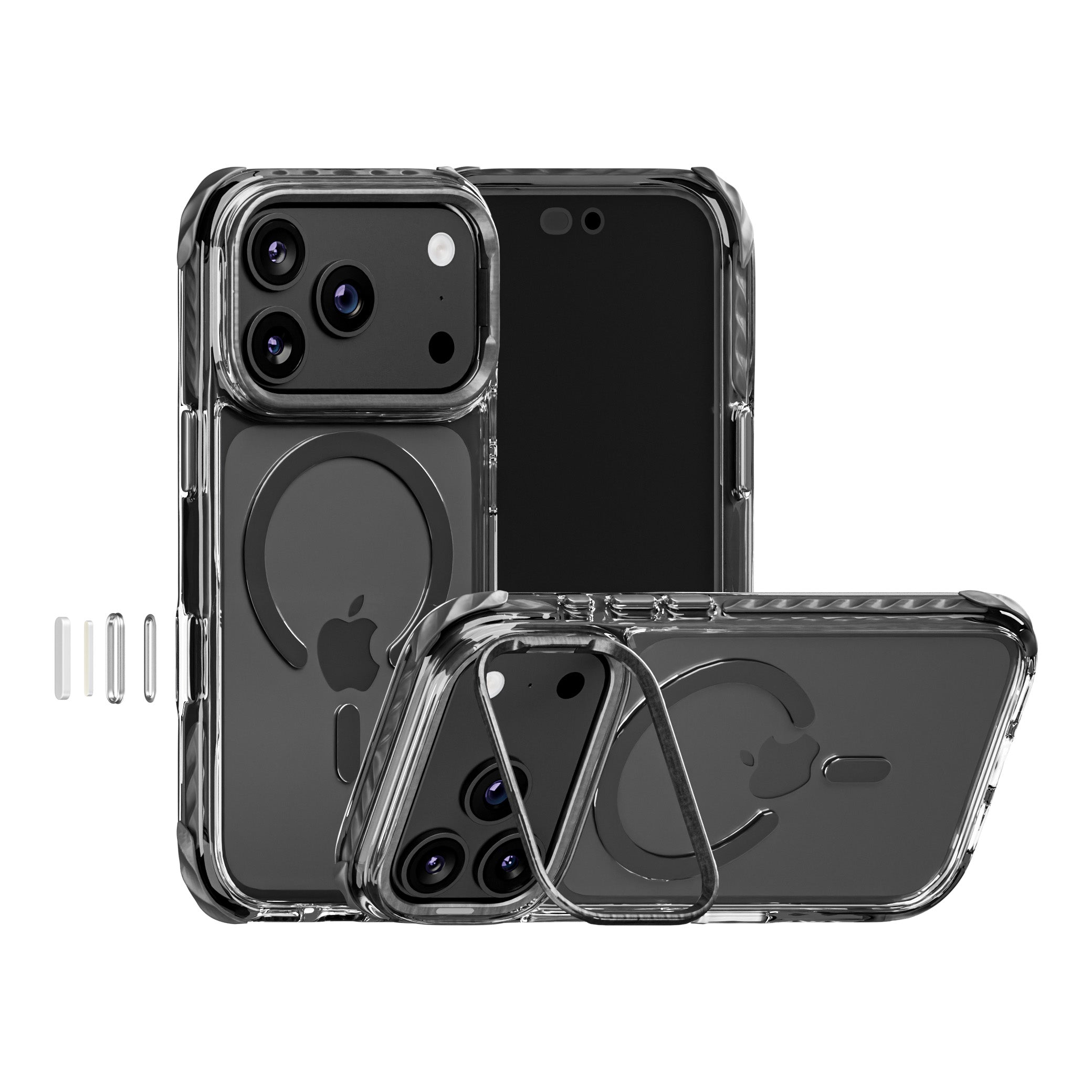 Impact Armour Pro MagSafe case for iPhone 17 Pro / 18 Pro in Deep Black, with built-in metal stand