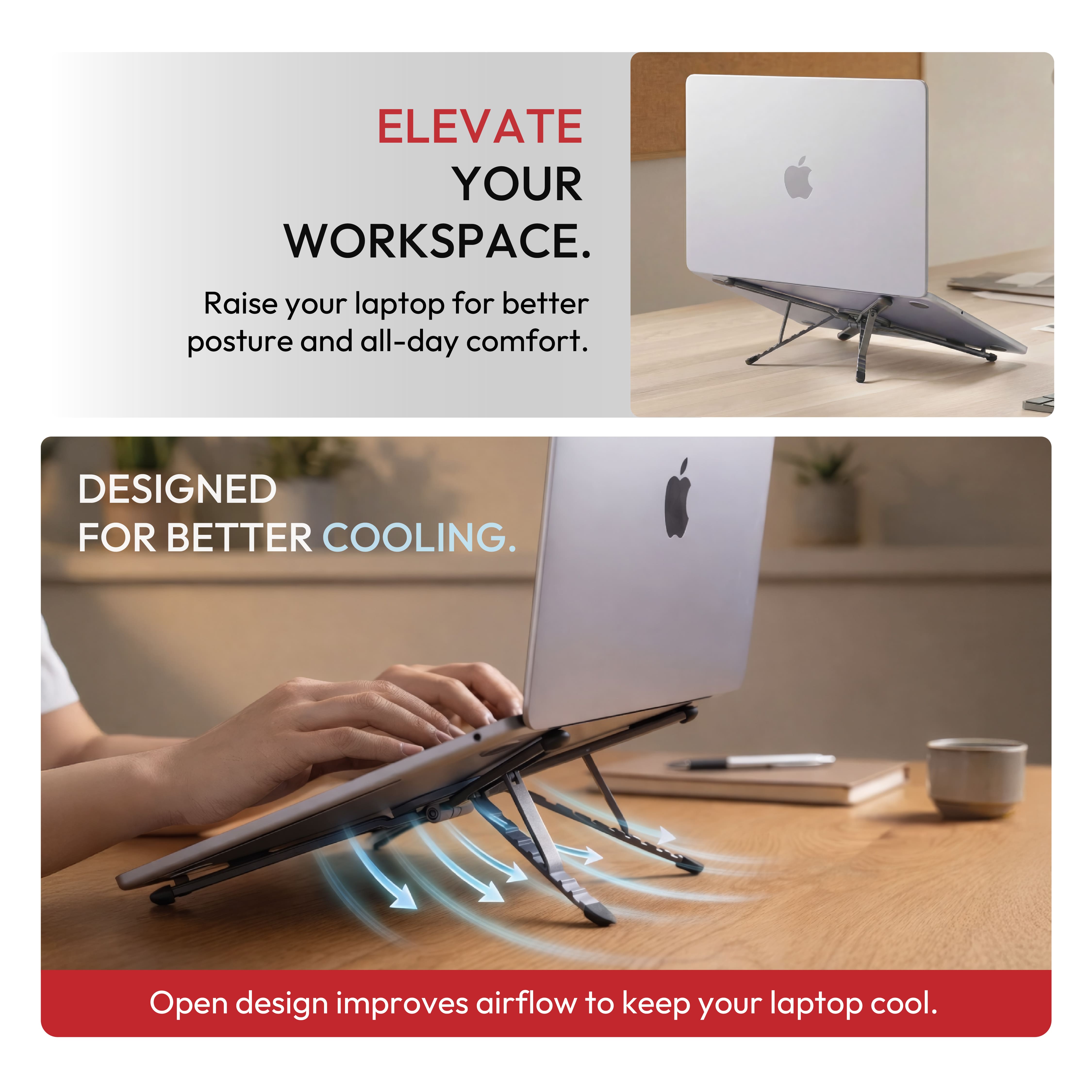 3-in-1 MagLock Stand - Laptop Riser, Phone & Tablet Stand