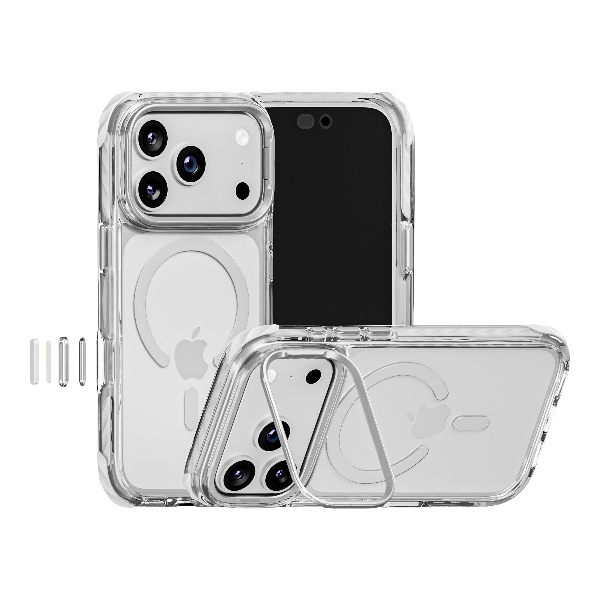 Impact Armour Pro MagSafe case for iPhone 17 Pro / 18 Pro in Silver, with built-in metal stand