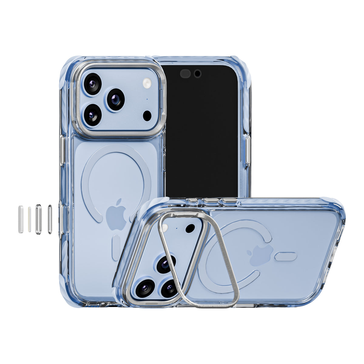 Impact Armour Pro MagSafe case for iPhone 17 Pro / 18 Pro in Glacier, with built-in metal stand
