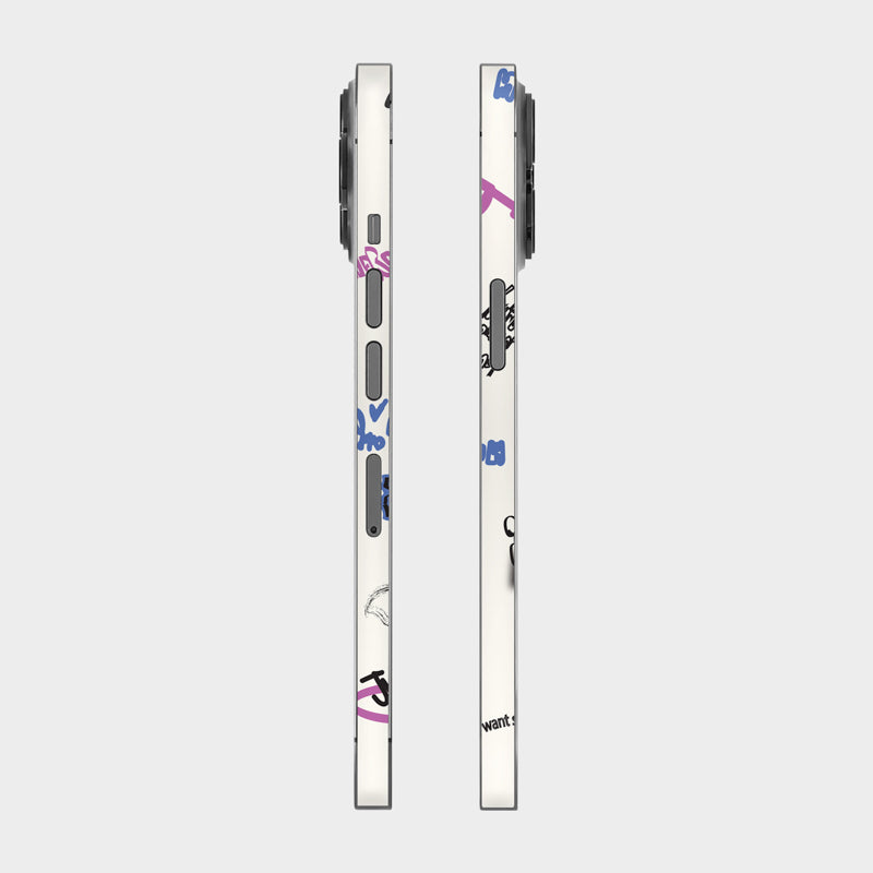 Beige Scribble Glass Back