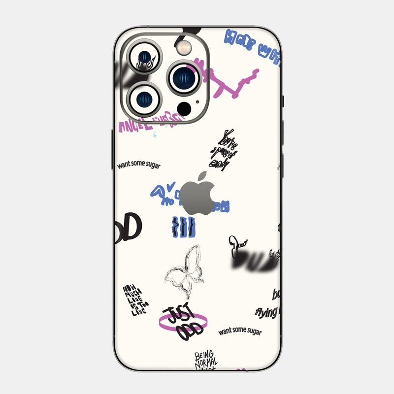 Beige Scribble Glass Back