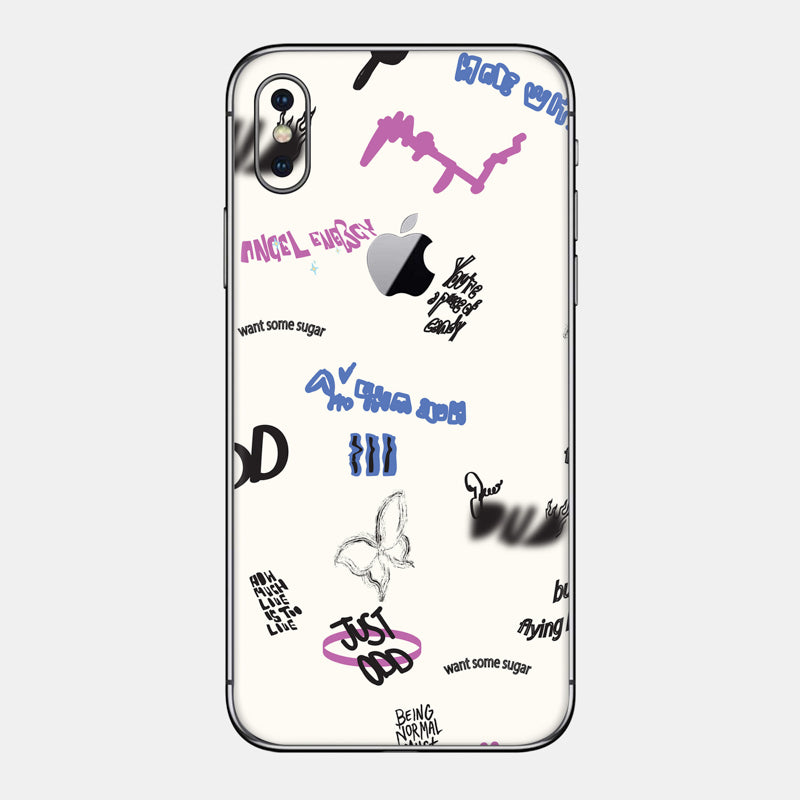 Beige Scribble Glass Back