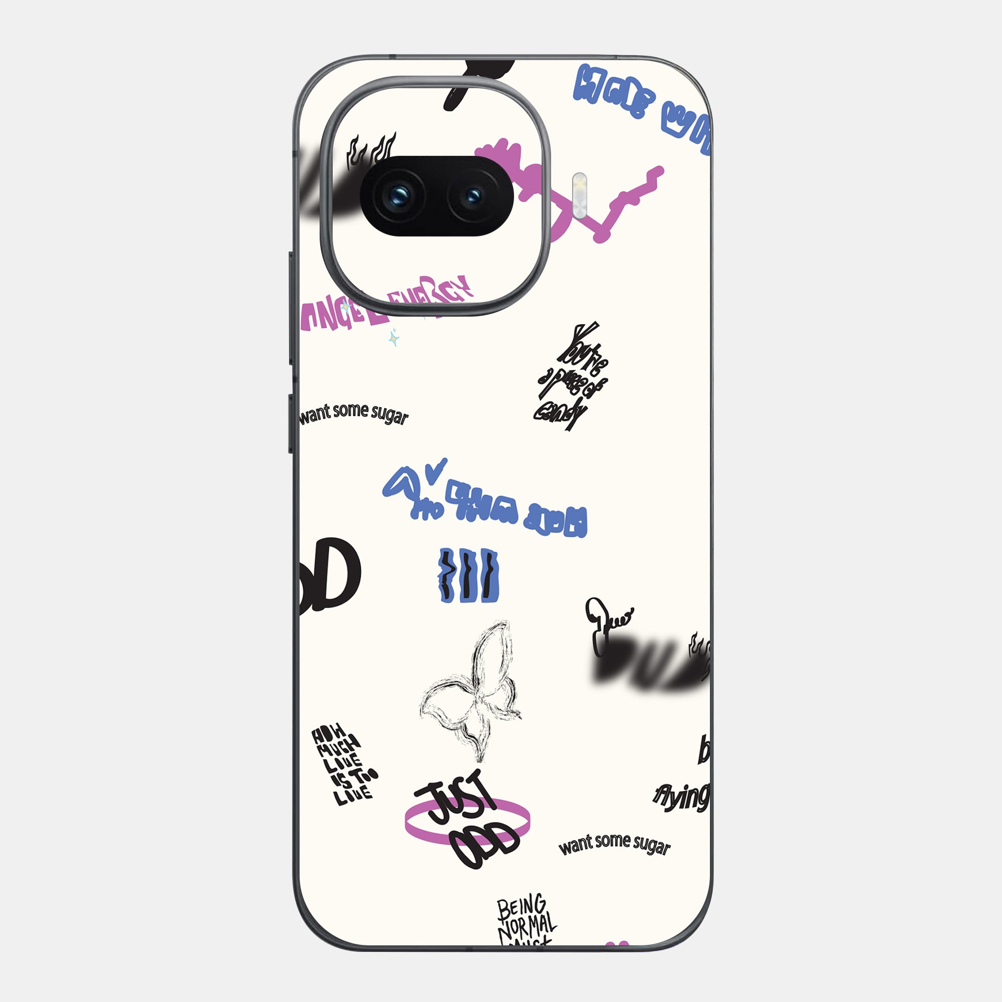 Beige Scribble Glass Back