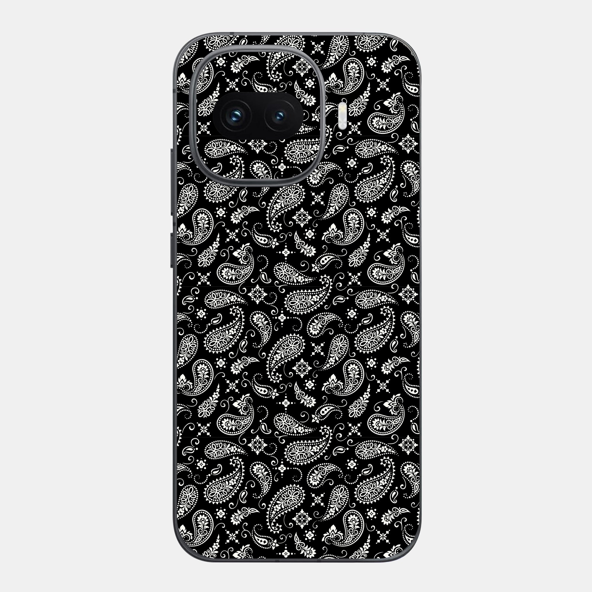 Black Paisley Glass Back