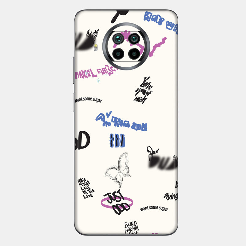 Beige Scribble Glass Back