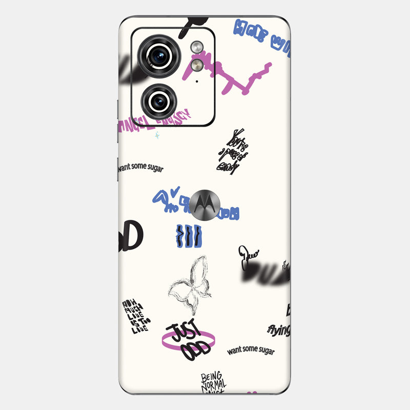 Beige Scribble Glass Back