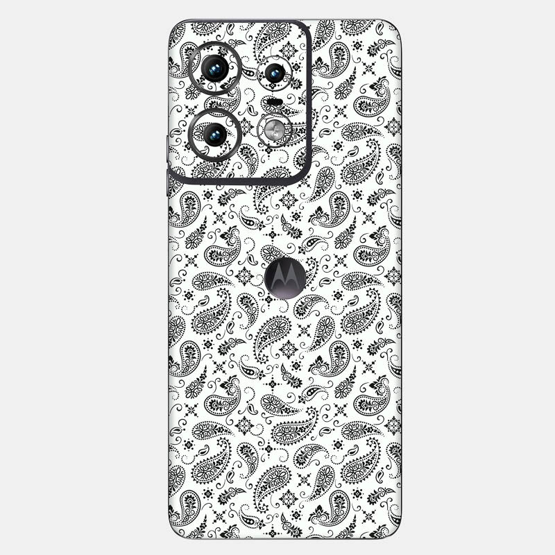 White Paisley Glass Back