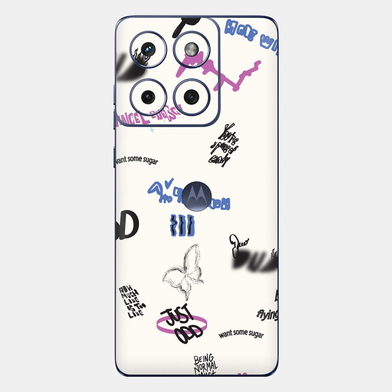 Beige Scribble Glass Back