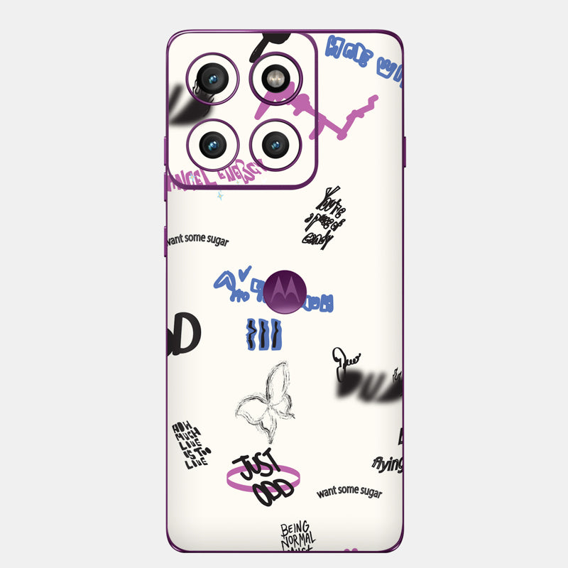 Beige Scribble Glass Back