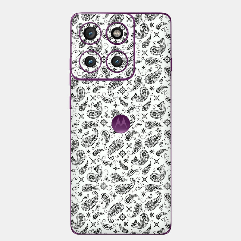 White Paisley Glass Back