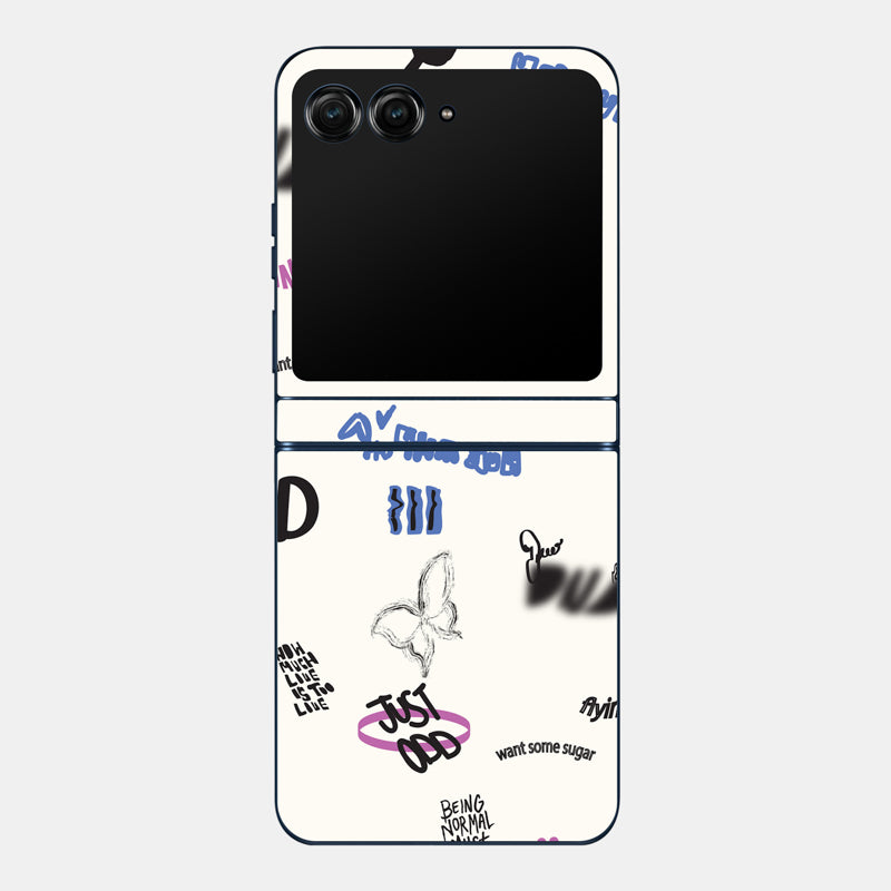 Beige Scribble Glass Back