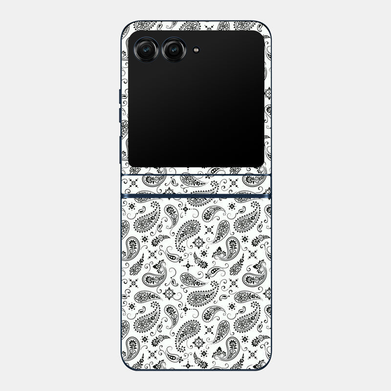 White Paisley Glass Back