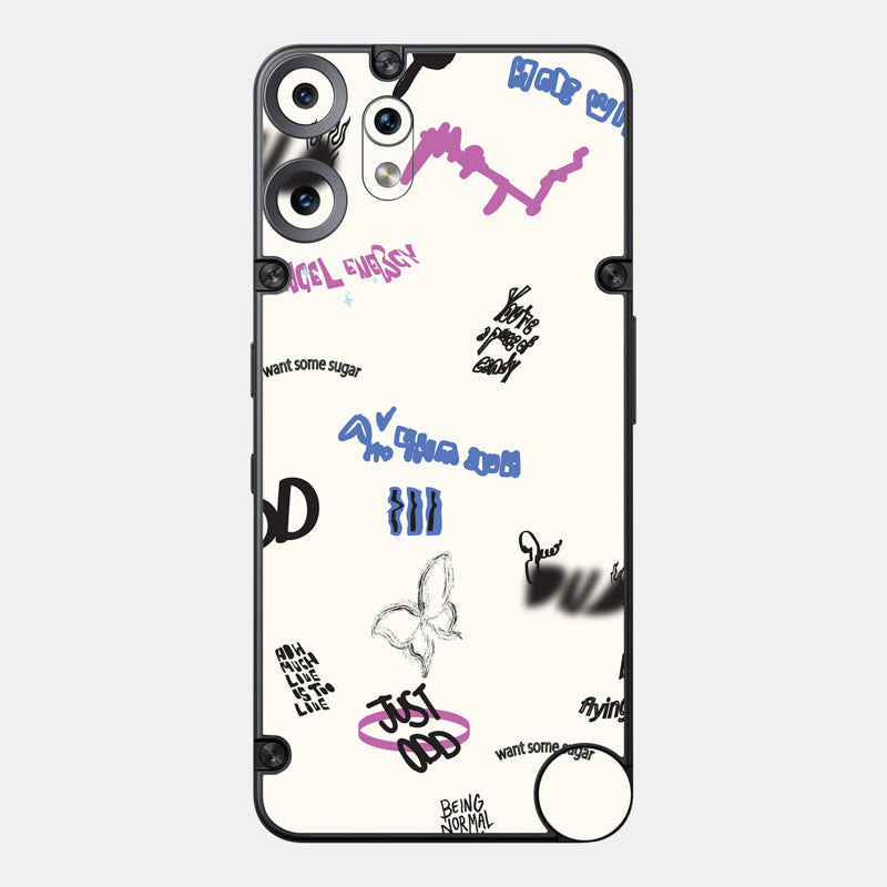 Beige Scribble Glass Back