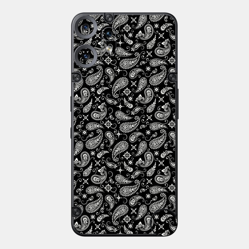Black Paisley Glass Back