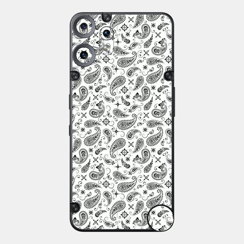 White Paisley Glass Back