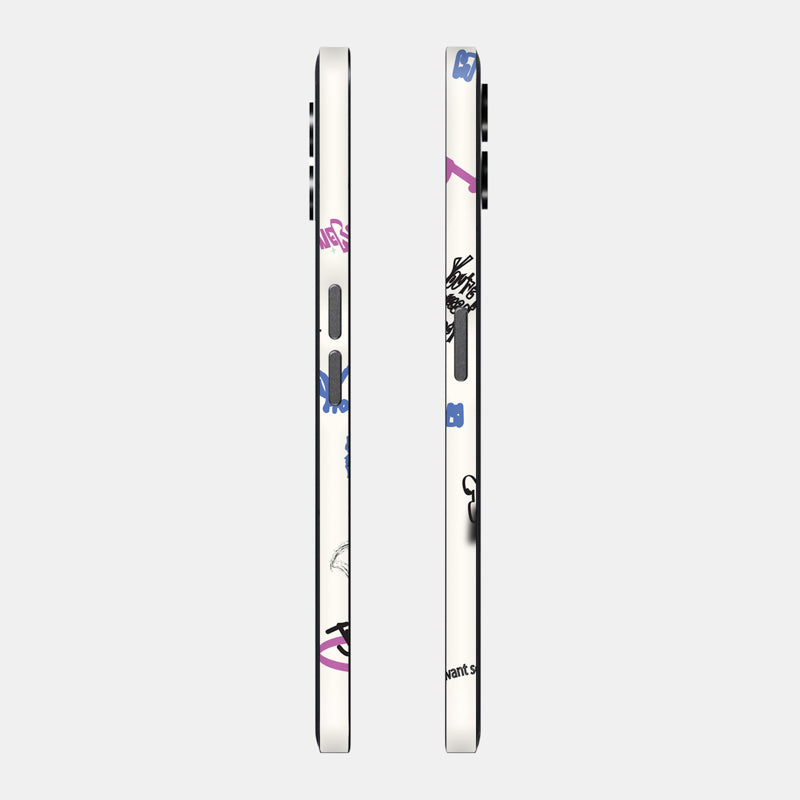 Beige Scribble Glass Back