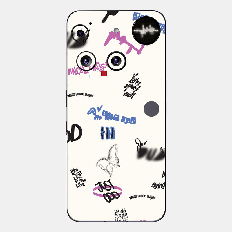 Beige Scribble Glass Back