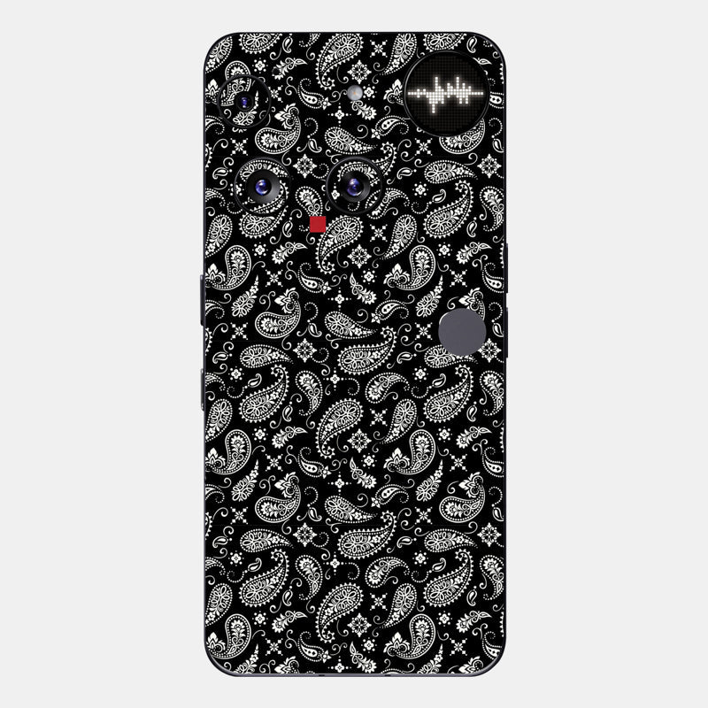 Black Paisley Glass Back