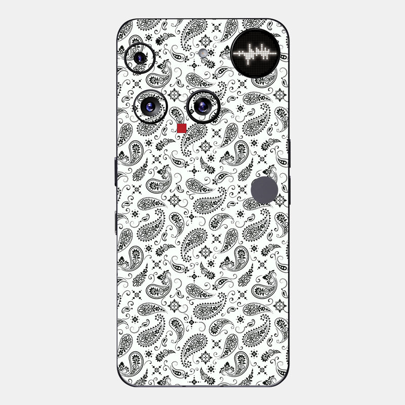 White Paisley Glass Back