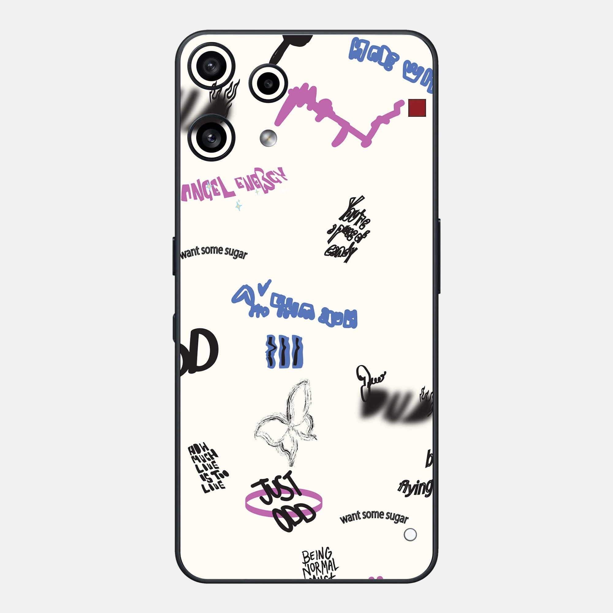 Beige Scribble Glass Back