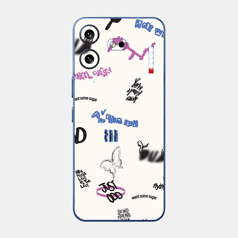 Beige Scribble Glass Back