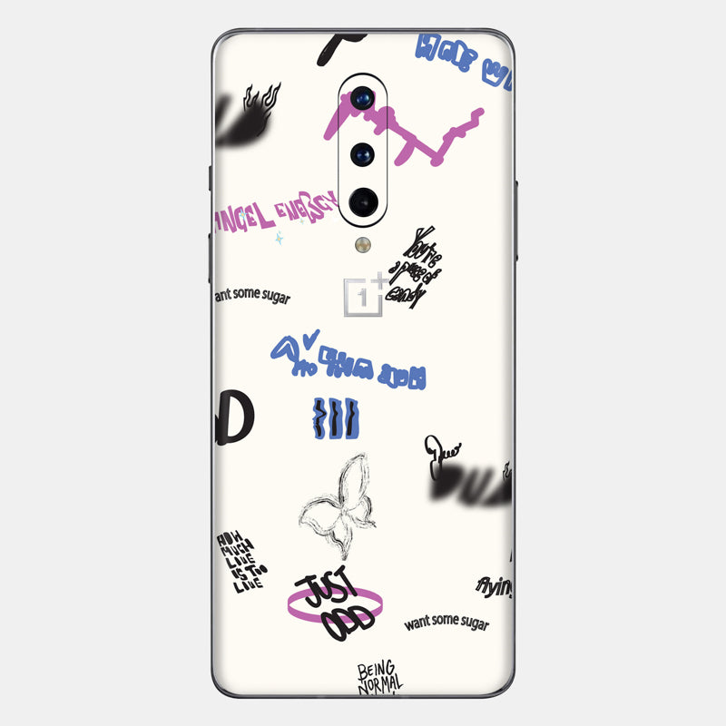 Beige Scribble Glass Back