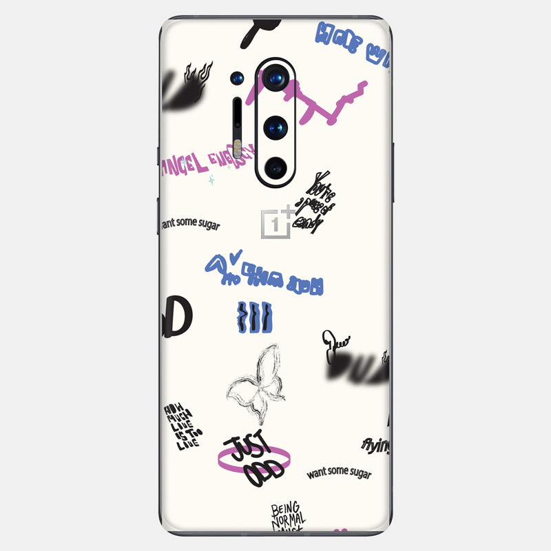 Beige Scribble Glass Back