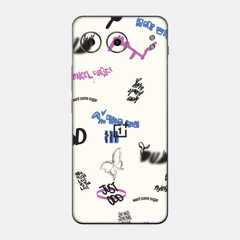 Beige Scribble Glass Back