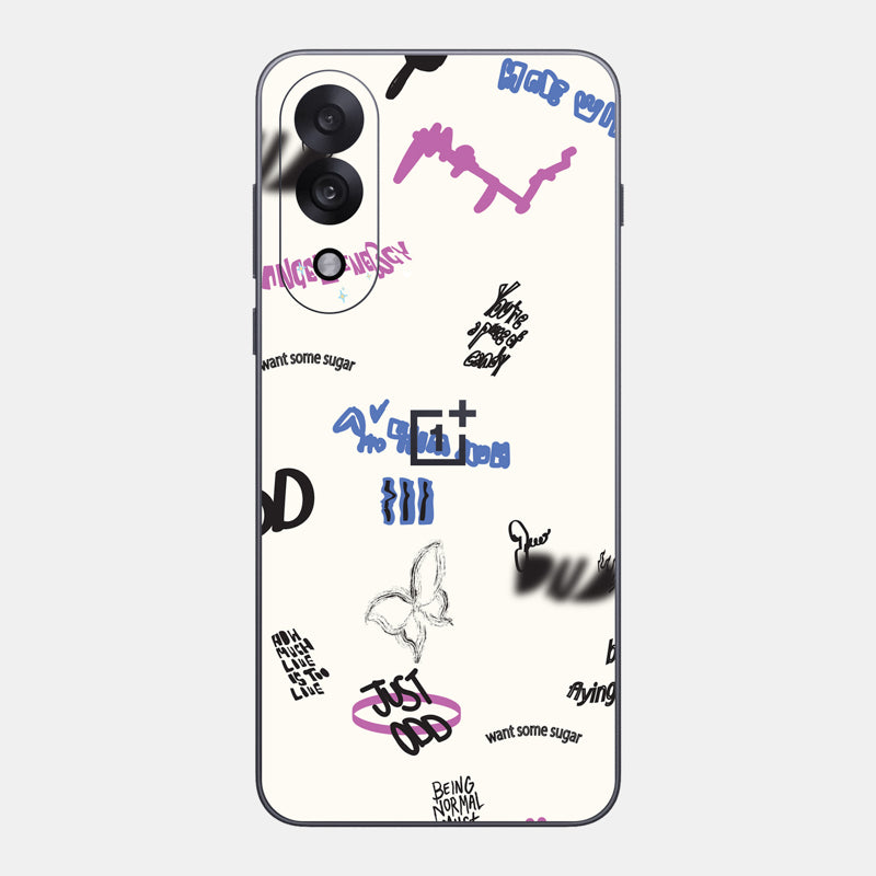 Beige Scribble Glass Back