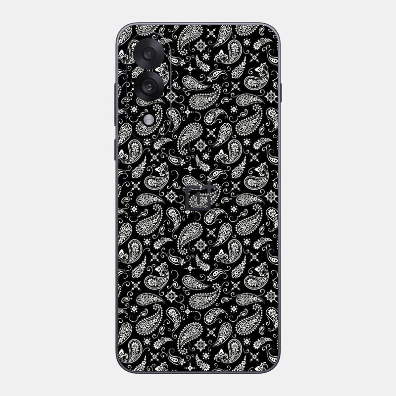 Black Paisley Glass Back