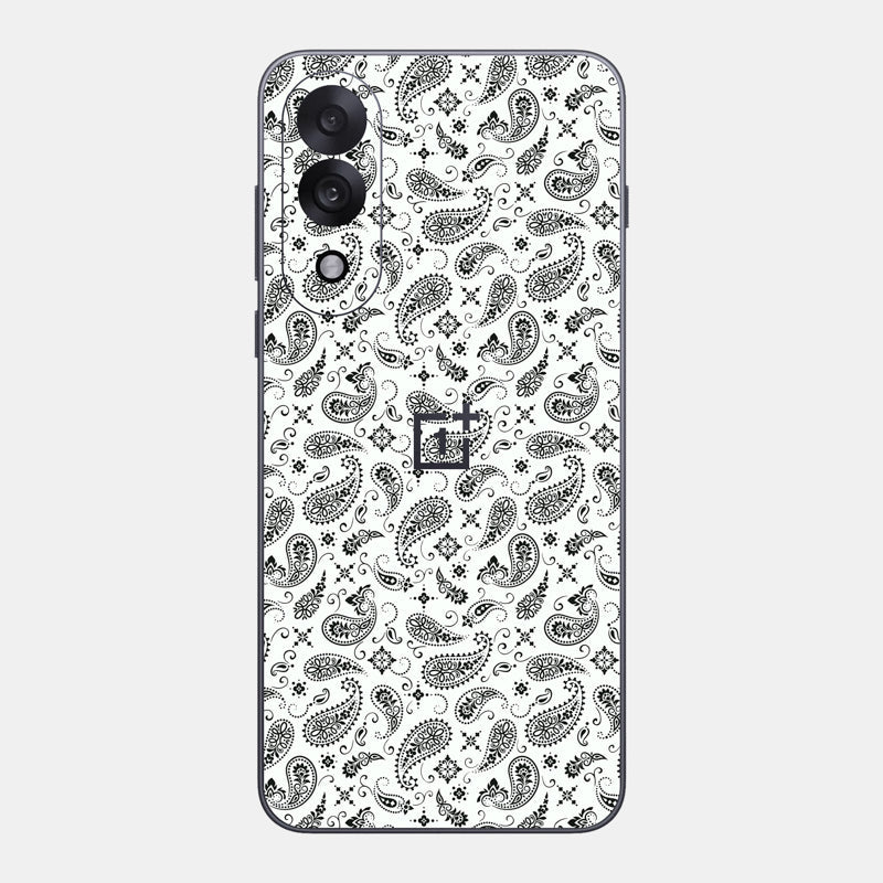 White Paisley Glass Back