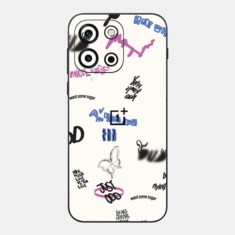 Beige Scribble Glass Back