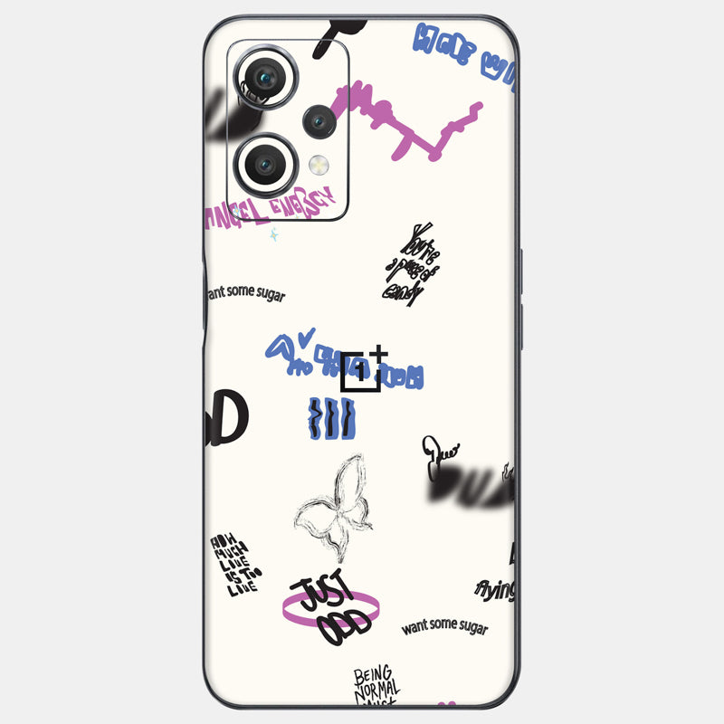 Beige Scribble Glass Back