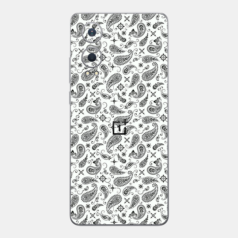 White Paisley Glass Back