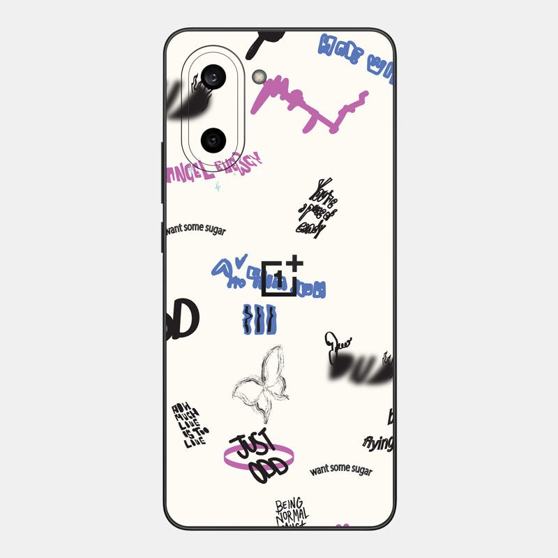 Beige Scribble Glass Back