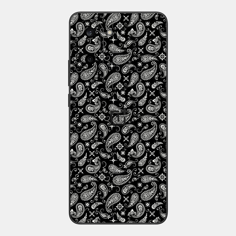 Black Paisley Glass Back