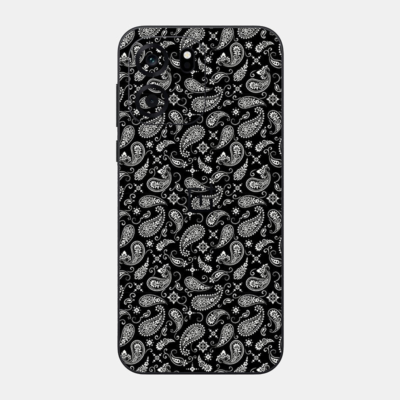 Black Paisley Glass Back
