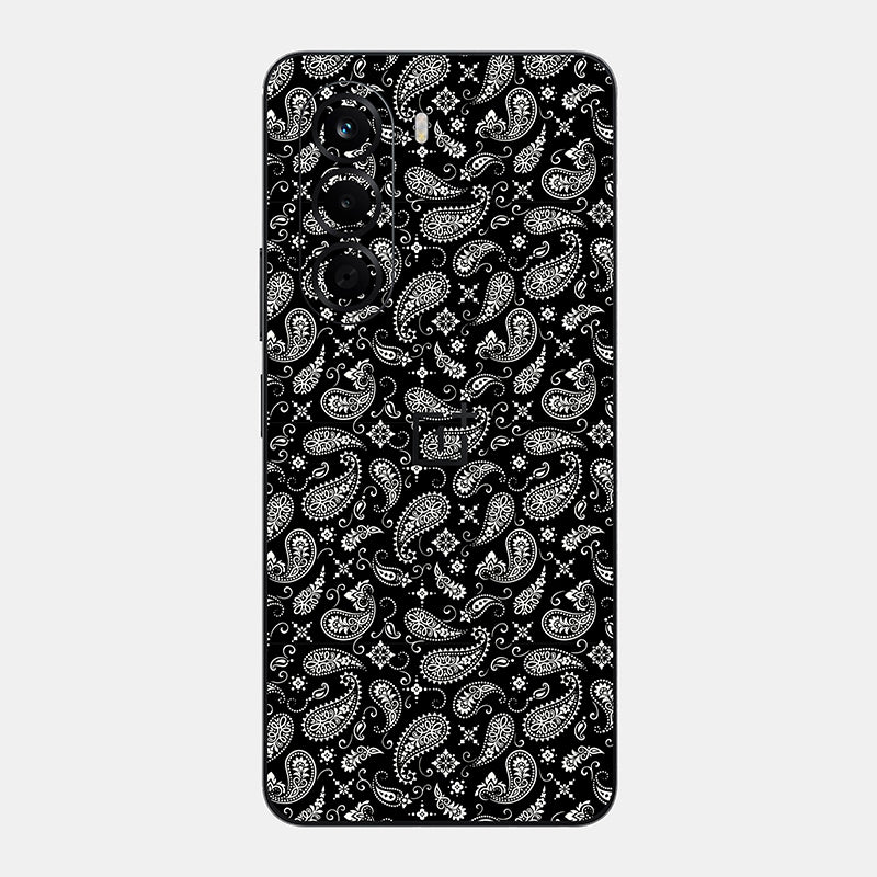 Black Paisley Glass Back