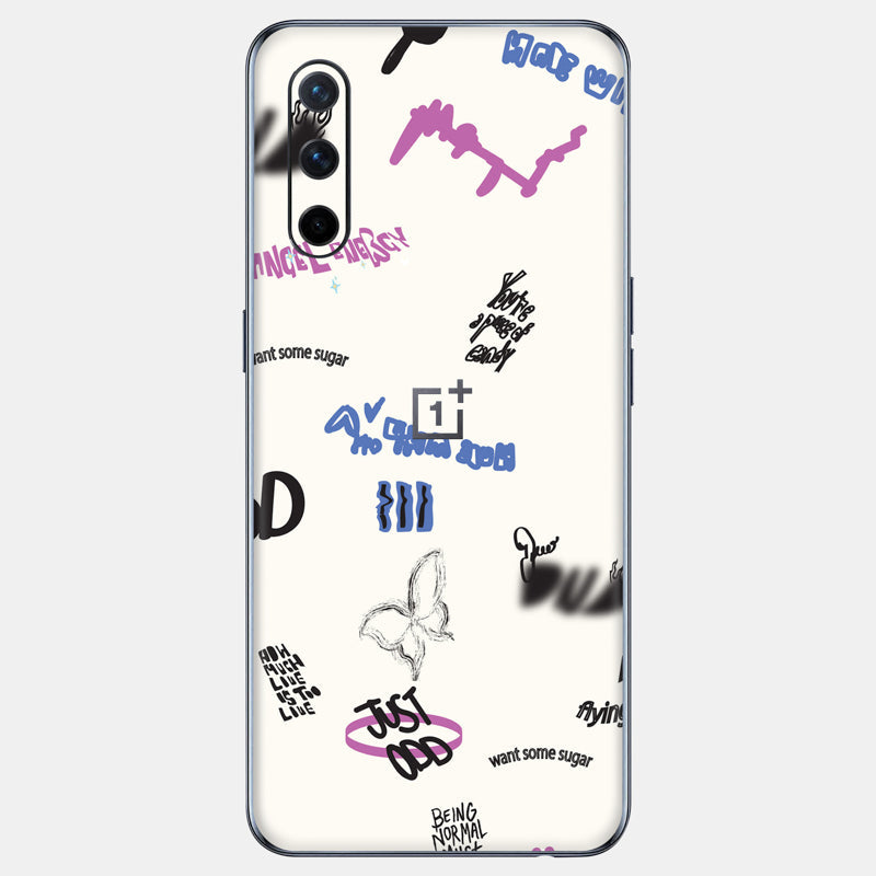 Beige Scribble Glass Back
