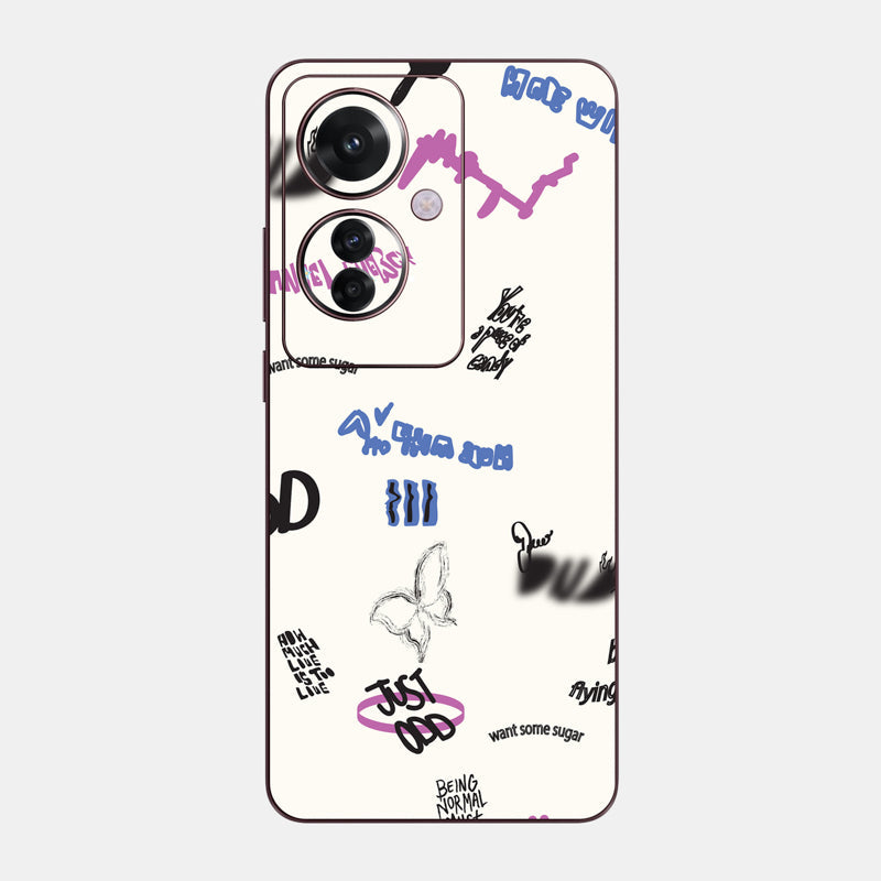 Beige Scribble Glass Back