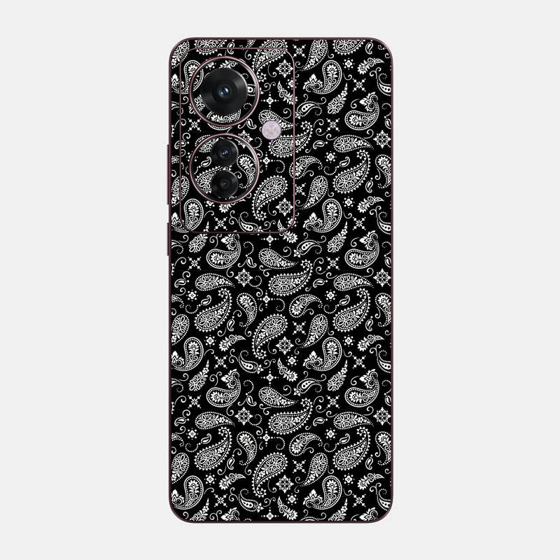 Black Paisley Glass Back