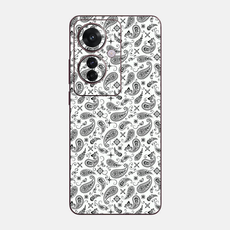 White Paisley Glass Back