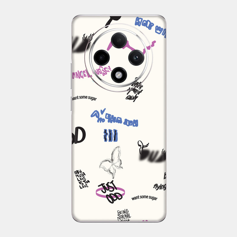 Beige Scribble Glass Back